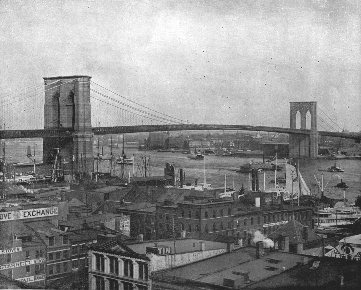 Brooklyn Bridge, New York, VS, ca. 1900 door Unbekannt