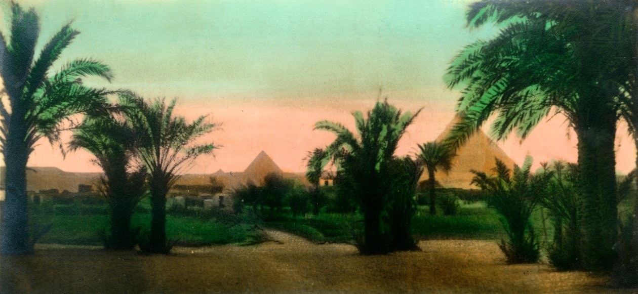 Caïro: Dorp bij de piramides van Gizeh, ca. 1918-ca. 1939 door Unbekannt