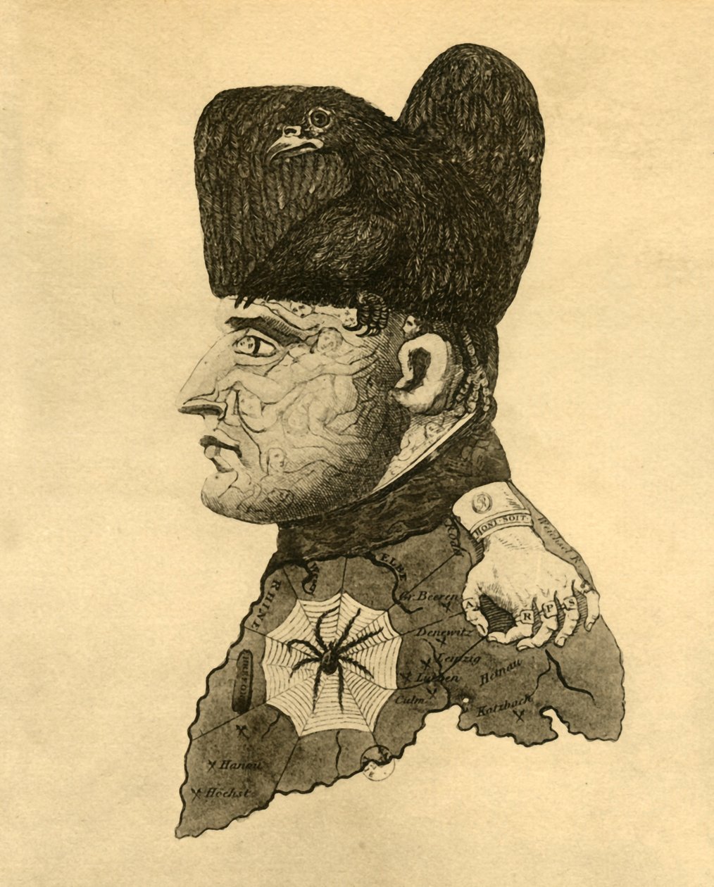 Karikatuur van Napoleon, ca. 1814, 1921 door Unbekannt