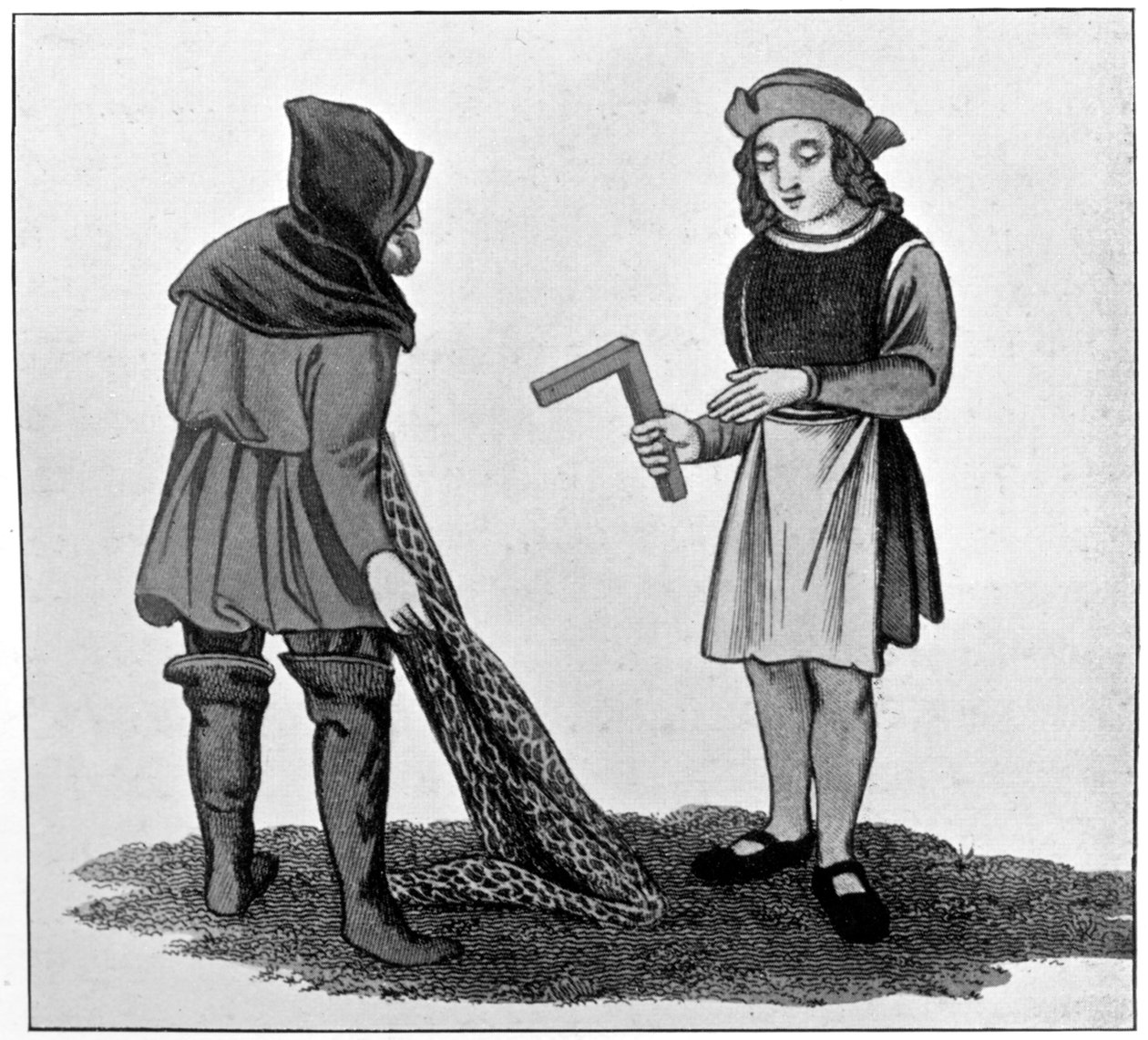 Timmerman en visser, 15e eeuw, 1910 door Unbekannt