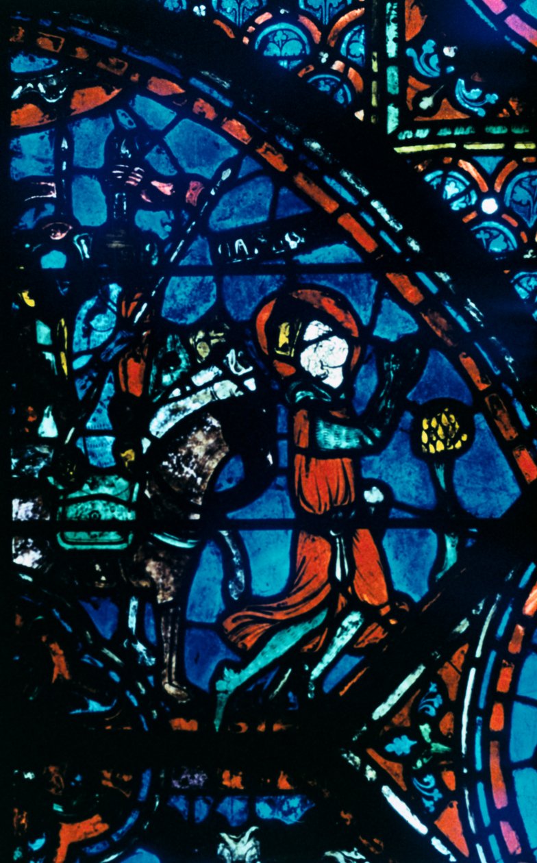 Karel de Grote bidt, glas-in-lood, Kathedraal van Chartres, Frankrijk, ca. 1225 door Unbekannt