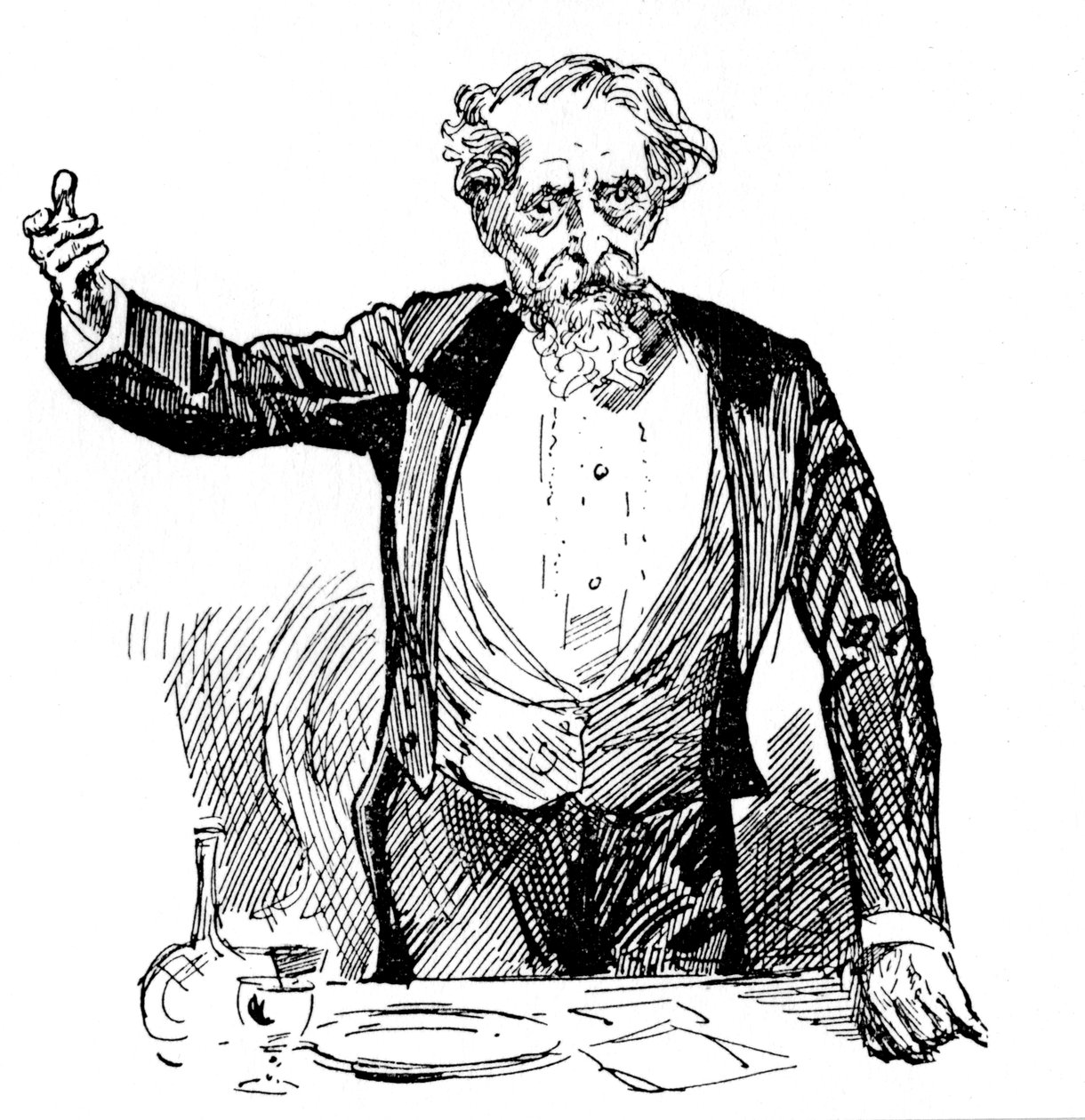 Charles Dickens houdt een toespraak na het diner door Unbekannt