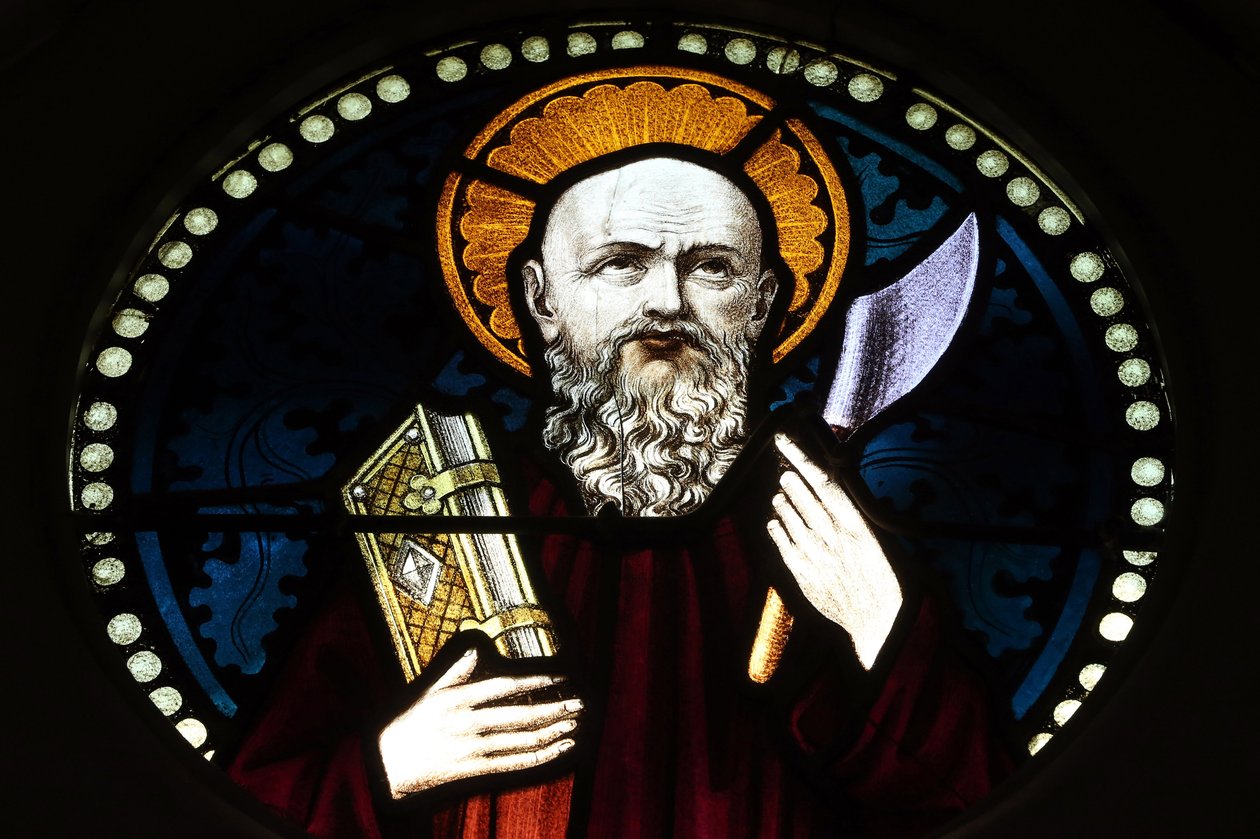 Chijmes. Glas-in-loodraam. Sint Bartholomeus. Singapore door Unbekannt