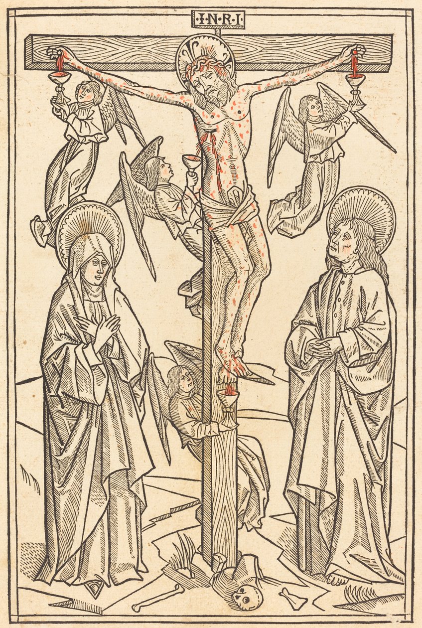 Christus aan het kruis met engelen door Unbekannt
