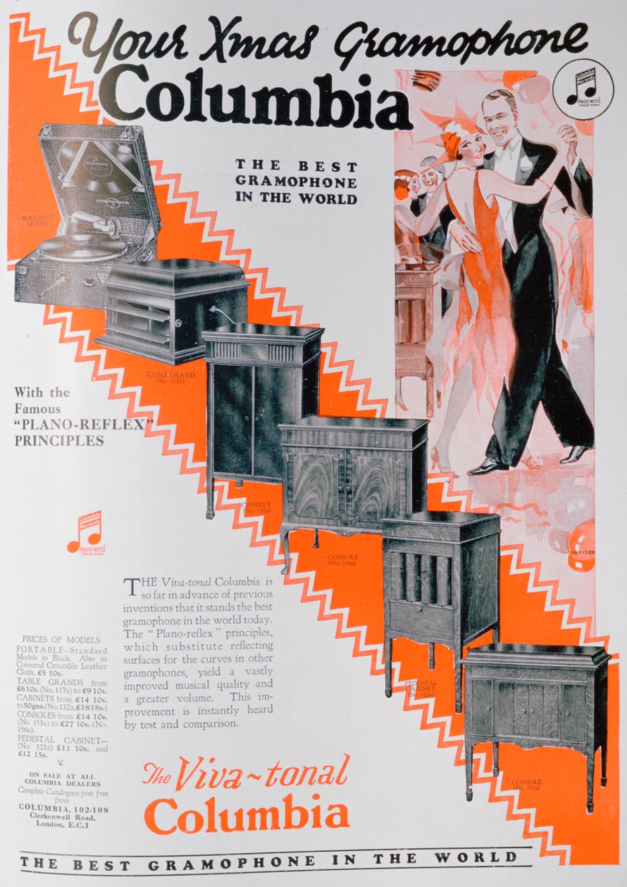 Kerstadvertentie voor Columbia Gramophones, 1929 door Unbekannt