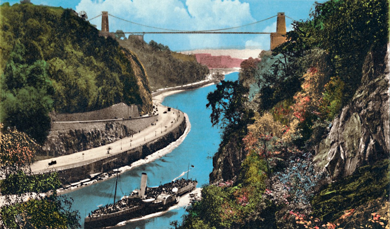 Clifton Suspension Bridge vanaf Leigh Woods, Bristol, ca. 1940s door Unbekannt