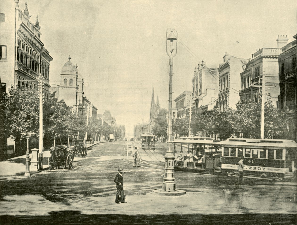 Collins Street, Melbourne, vanaf de Treasury Buildings, 1901 door Unbekannt
