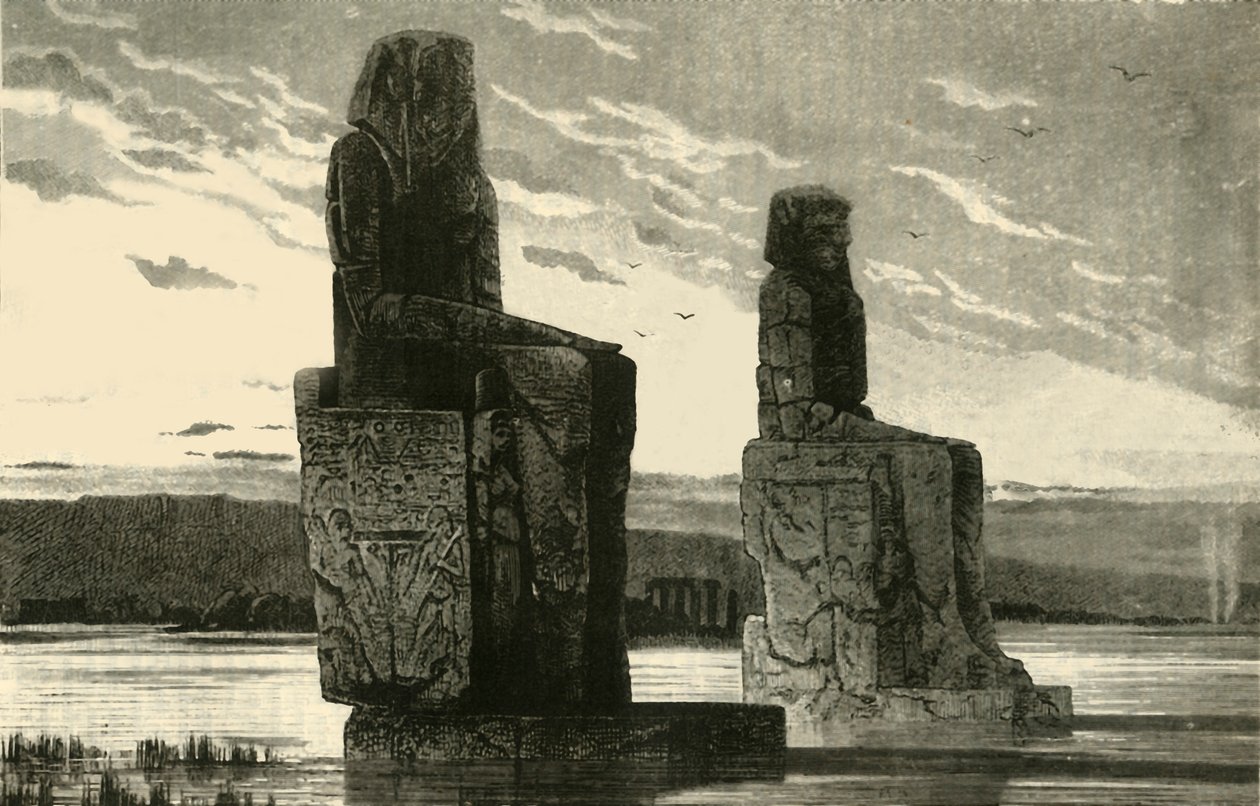 Kolossale beelden in Thebe, 1890 door Unbekannt