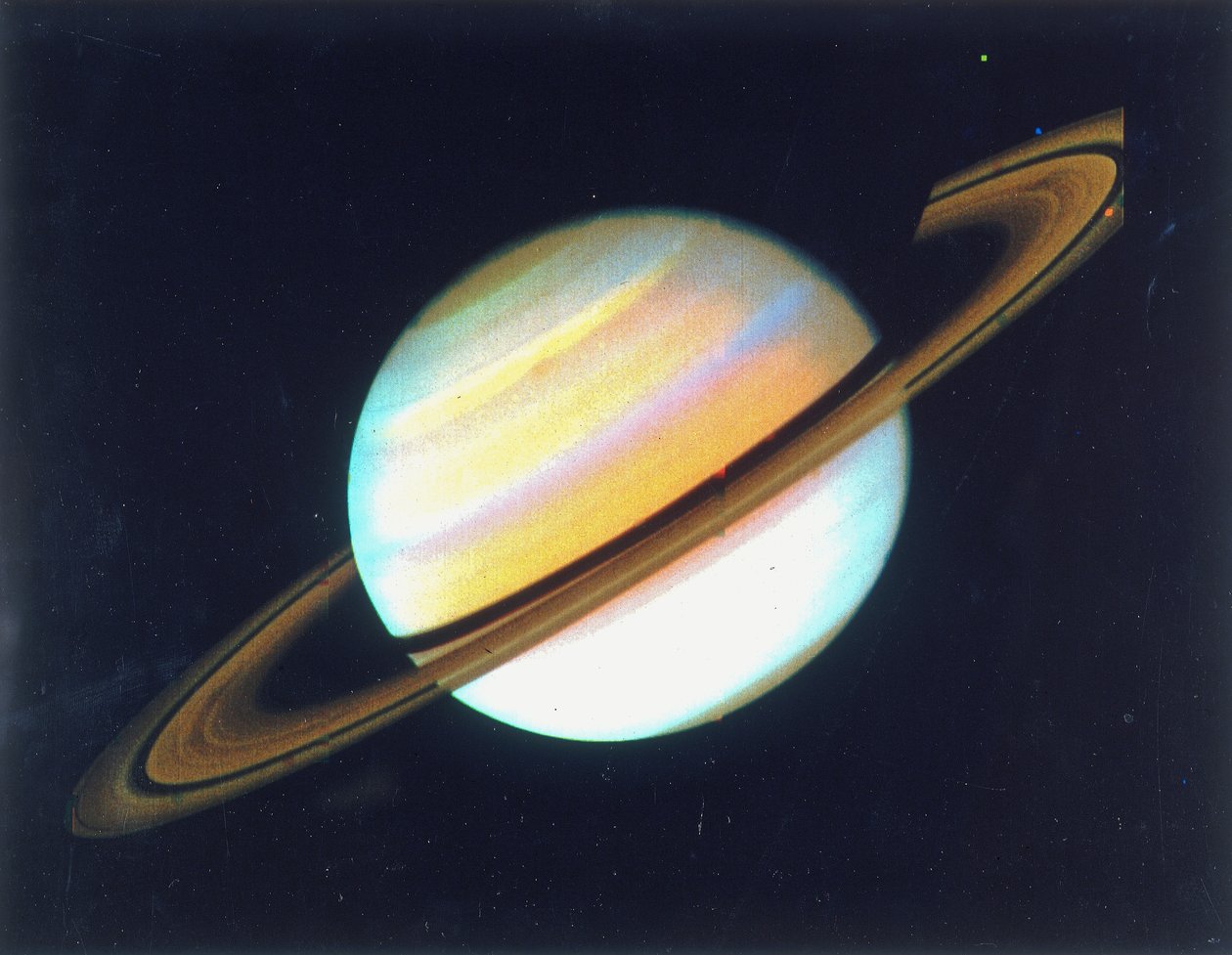Kleurversterkt uitzicht op Saturnus, 1980 door Unbekannt