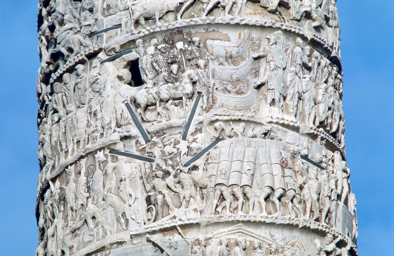 Zuil van Marcus Aurelius, detail, Piazza Colonna, Rome door Unbekannt