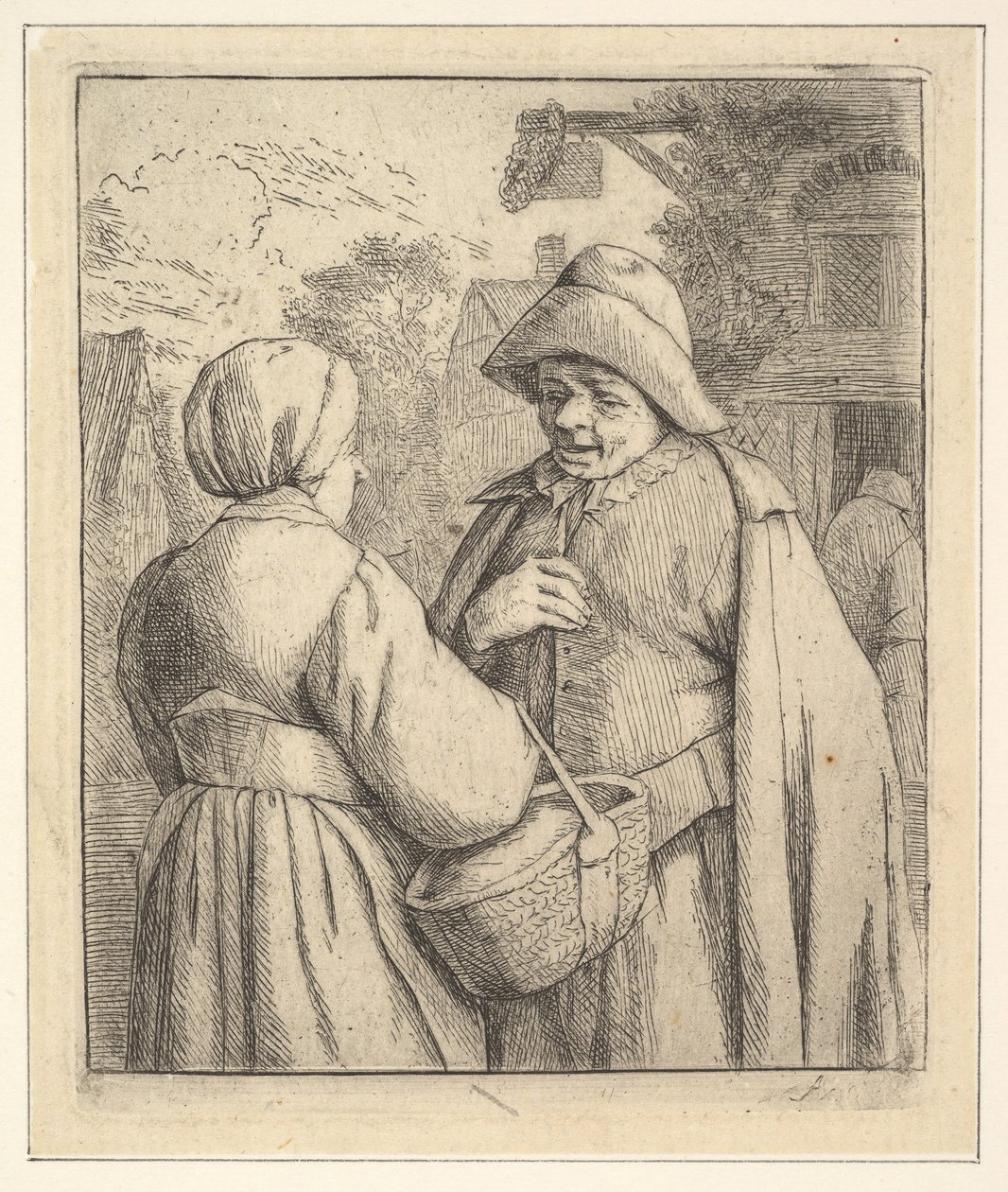 Gesprek op straat, 1610-85 door Unbekannt