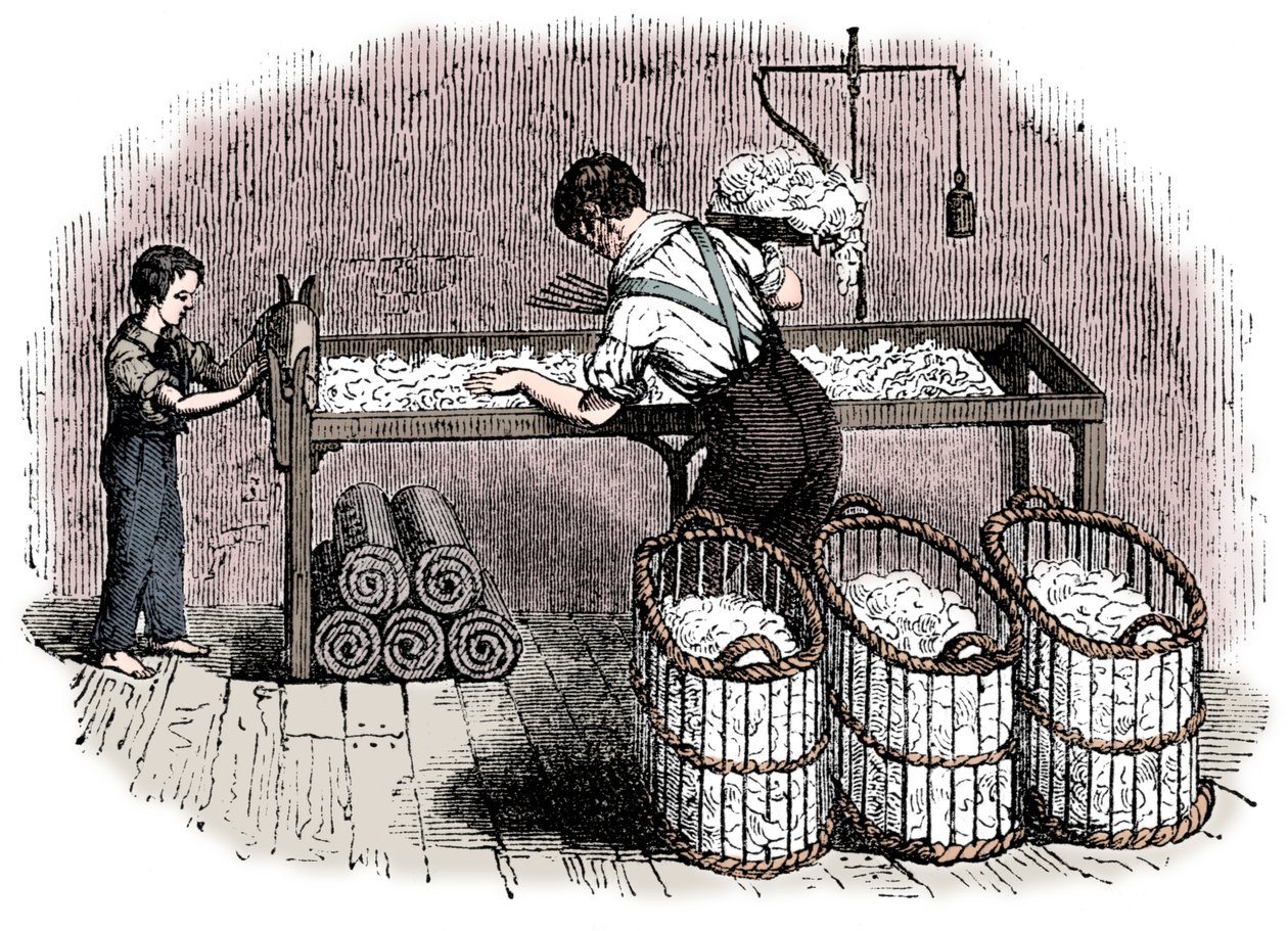 Katoenfabricage, c1845 door Unbekannt
