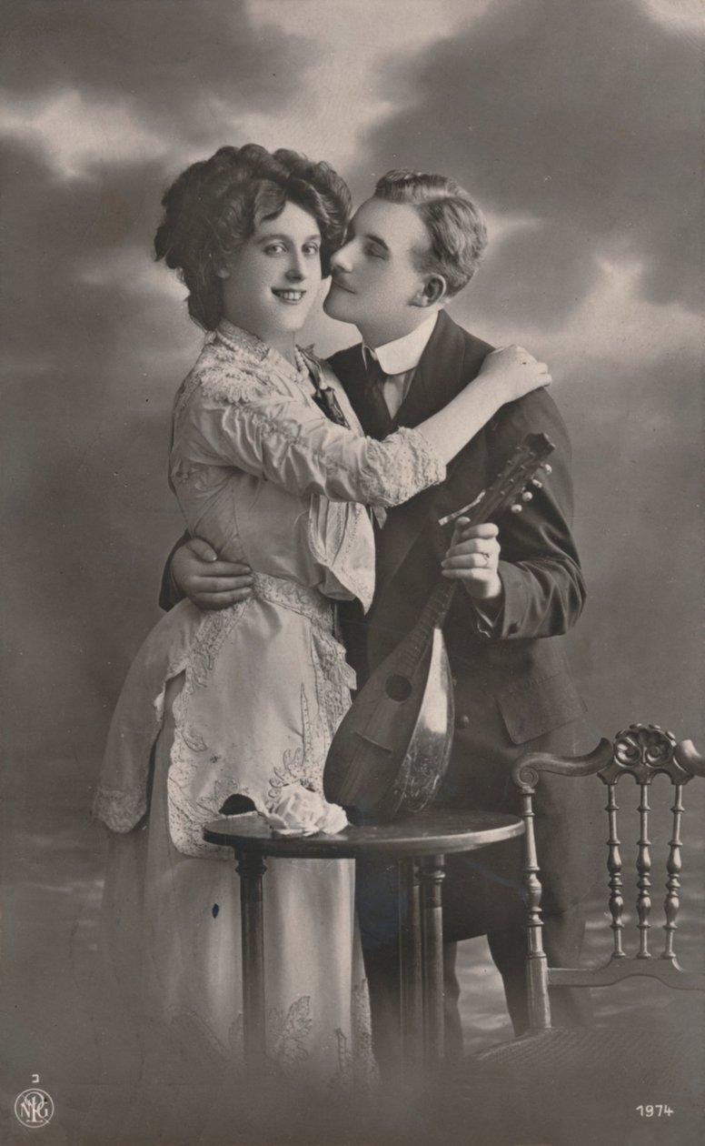 Koppel met mandoline, ca. 1910 door Unbekannt