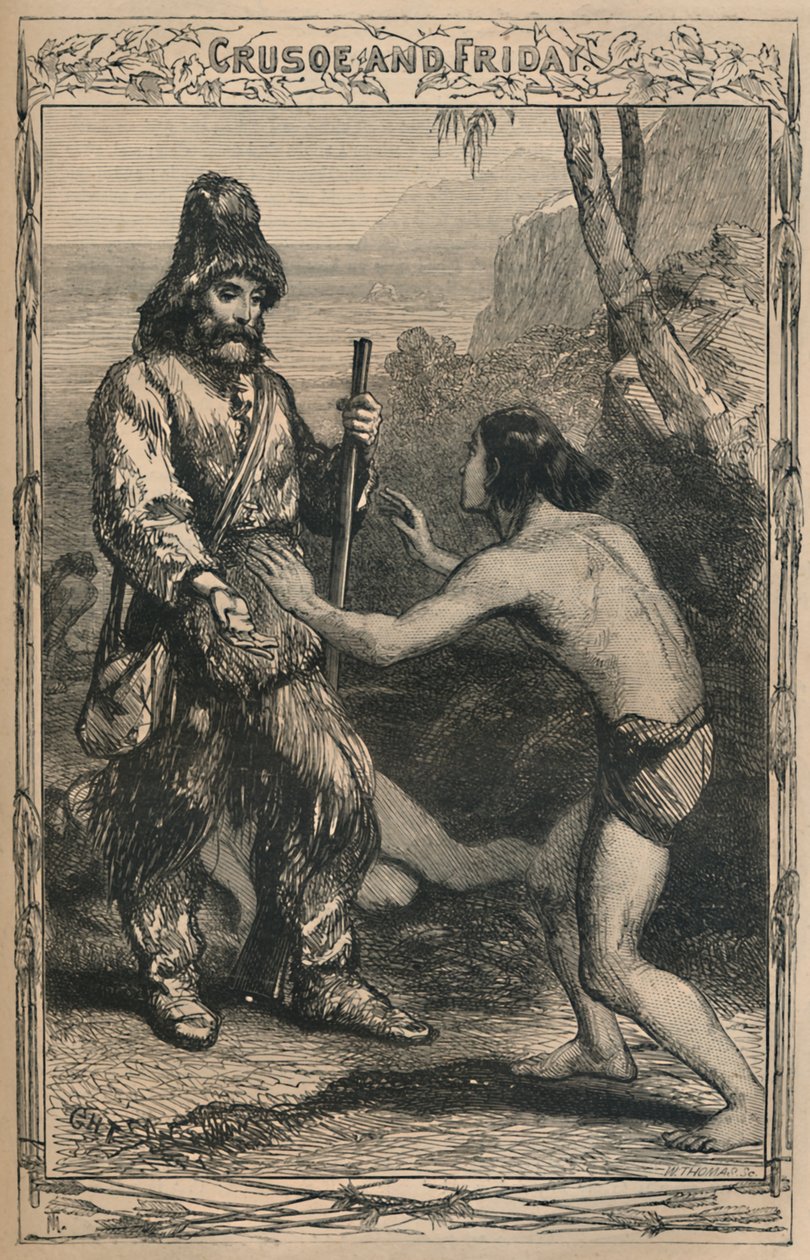 Crusoe en Vrijdag, ca. 1870 door Unbekannt