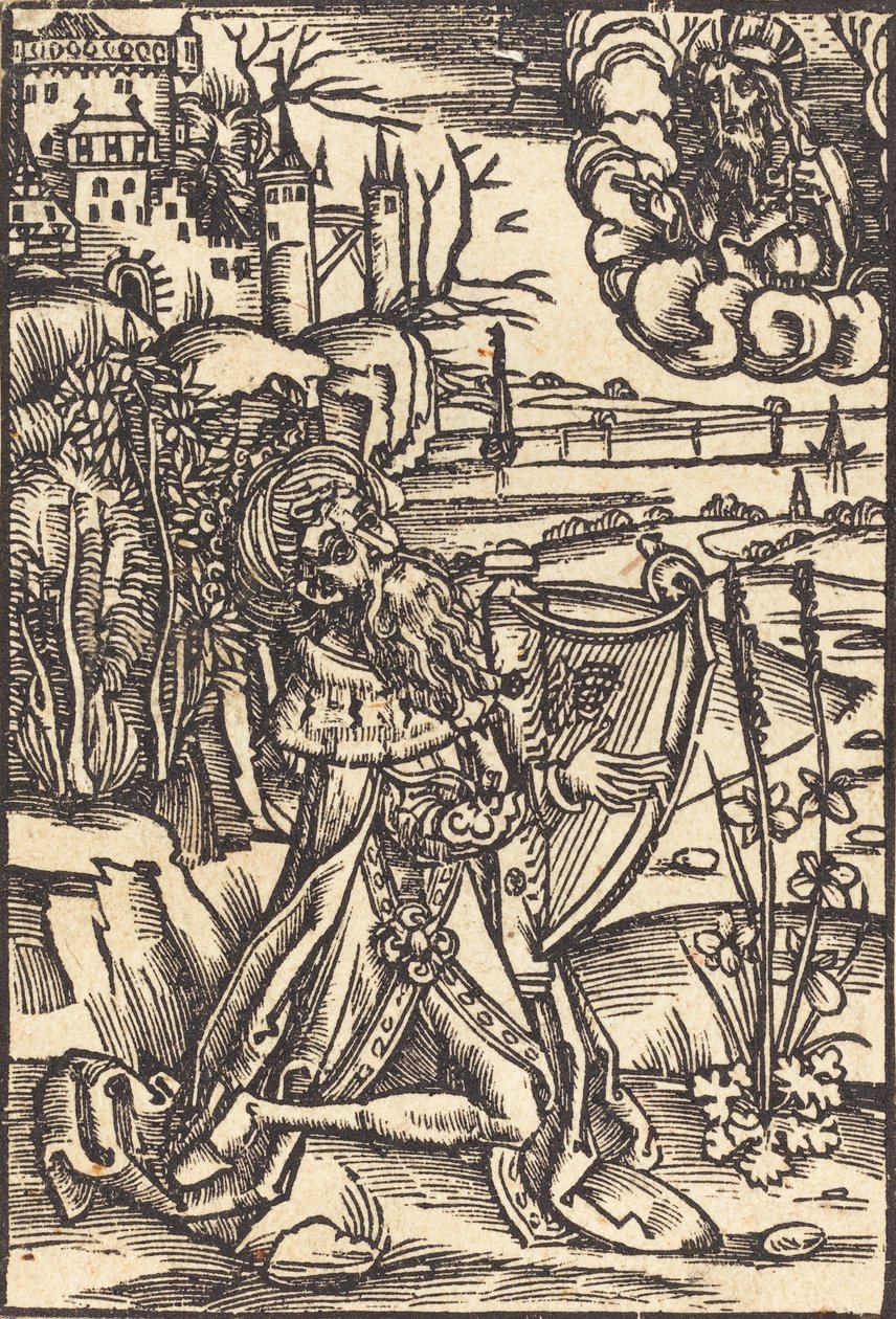 David speelt de harp, ca. 1500 door Unbekannt