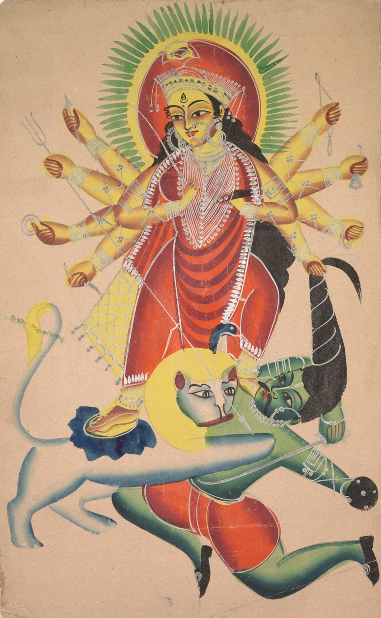 Durga Doodt de Demon Mahisha, 1800s door Unbekannt
