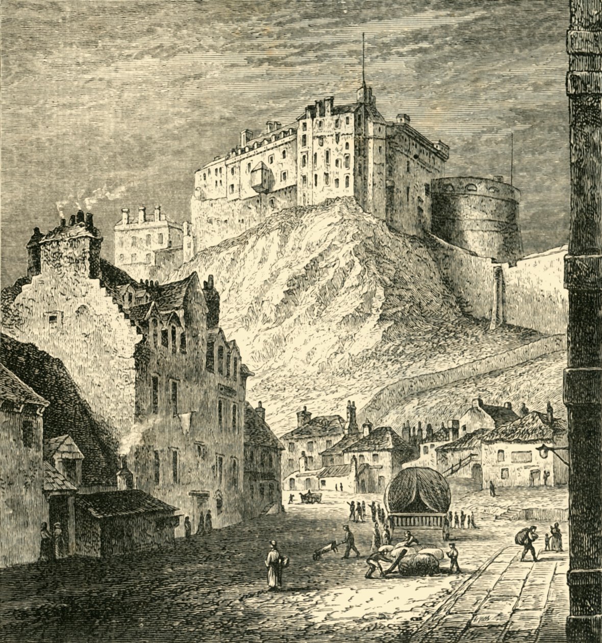 Kasteel van Edinburgh, vanaf de Kings Mews, 1825, 1890 door Unbekannt