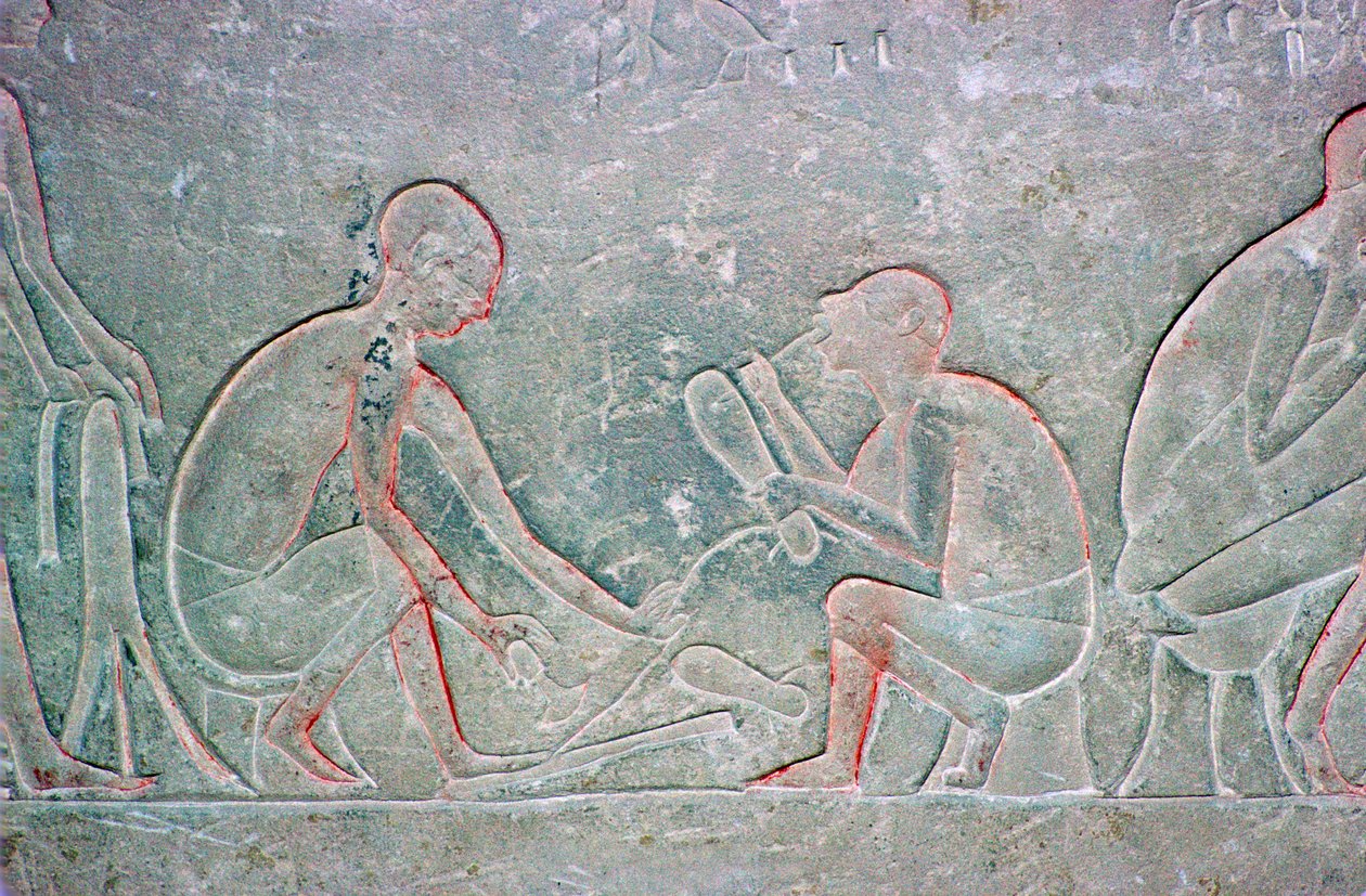 Egyptisch reliëf met schoenmakers, 14e eeuw v.Chr. door Unbekannt