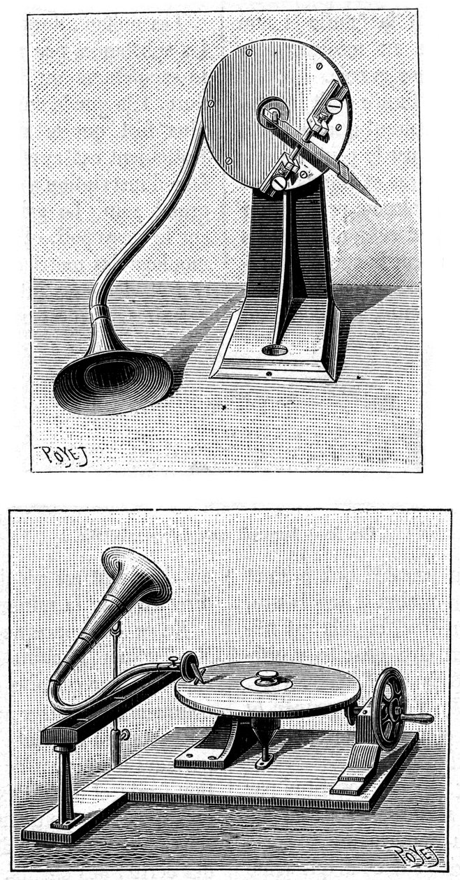 Emile Berliners grammofoon, ca. 1888 door Unbekannt