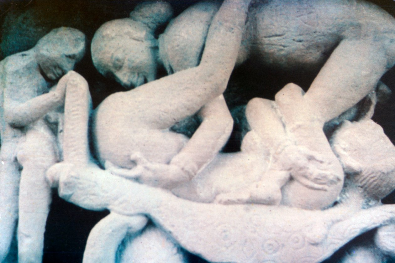 Erotische sculptuur, Khajuraho, India door Unbekannt