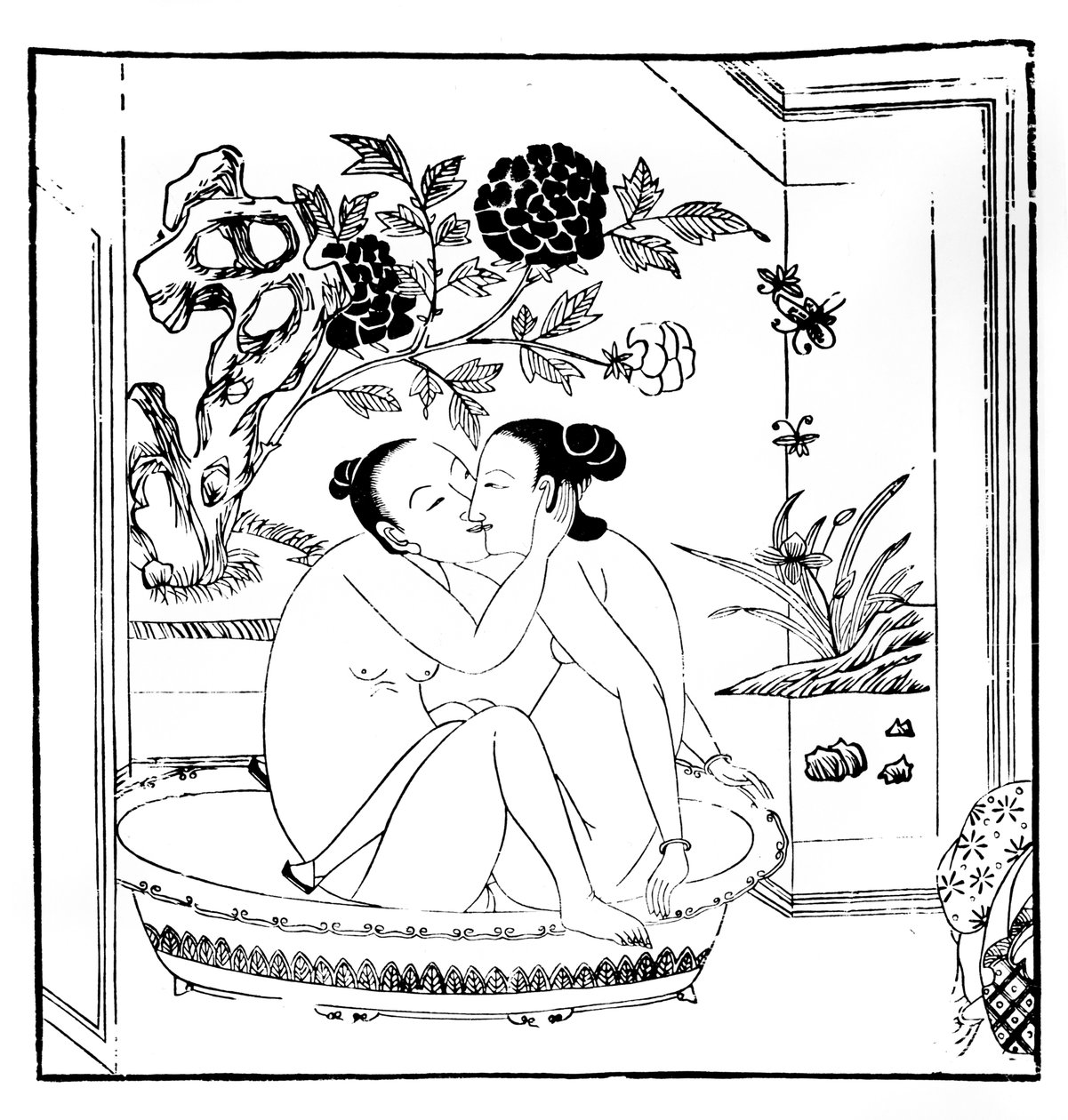 Erotische gravure, Chinees door Unbekannt