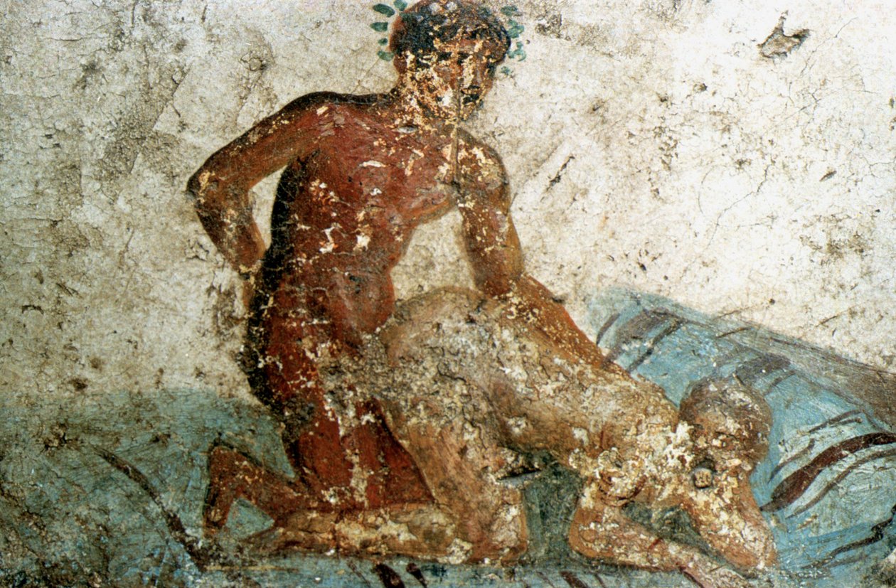 Erotische muurschildering, Pompeii, Italië door Unbekannt