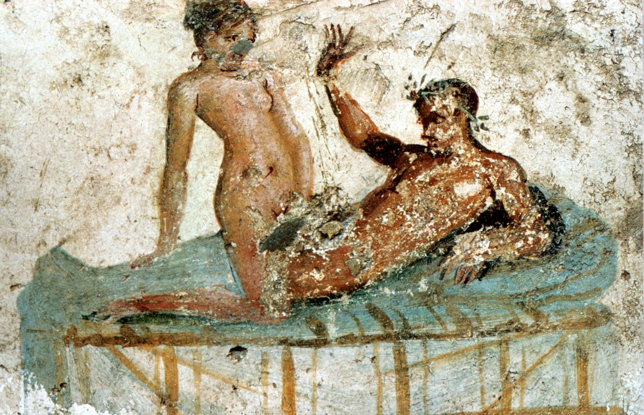 Erotische muurschildering, Pompeii, Italië door Unbekannt