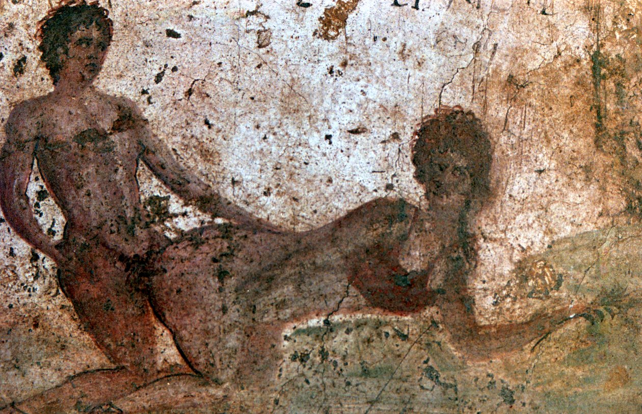 Erotische muurschildering, Pompeii, Italië door Unbekannt