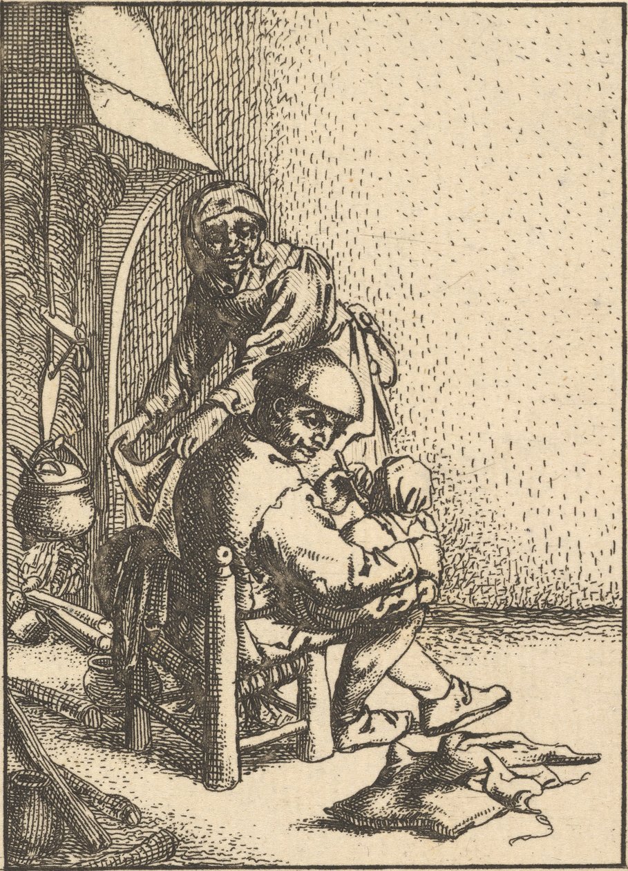 Vader voedt zijn kind, 1610-85 door Unbekannt