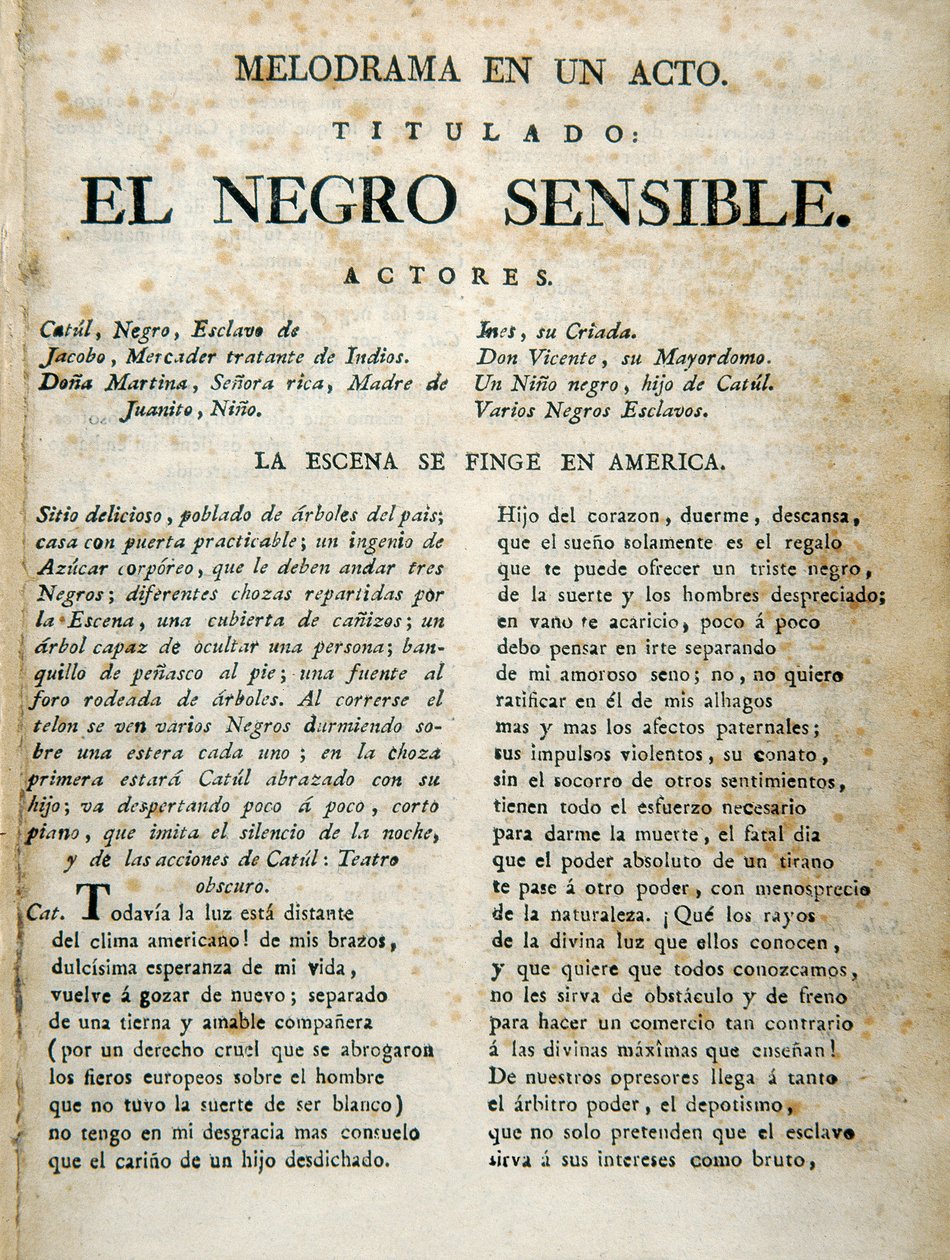 Eerste pagina van "El negro sensible" door Unbekannt