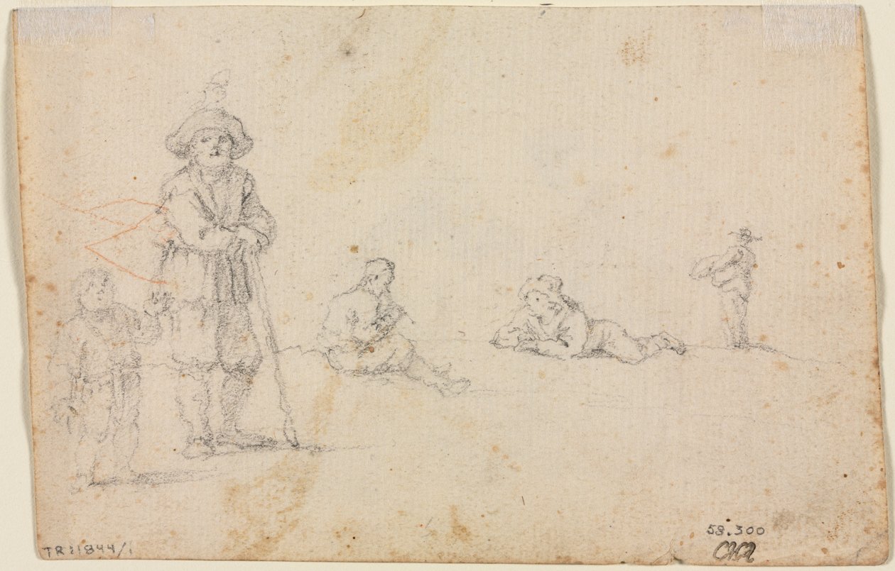 Vijf Figurenstudies, 1600s door Unbekannt