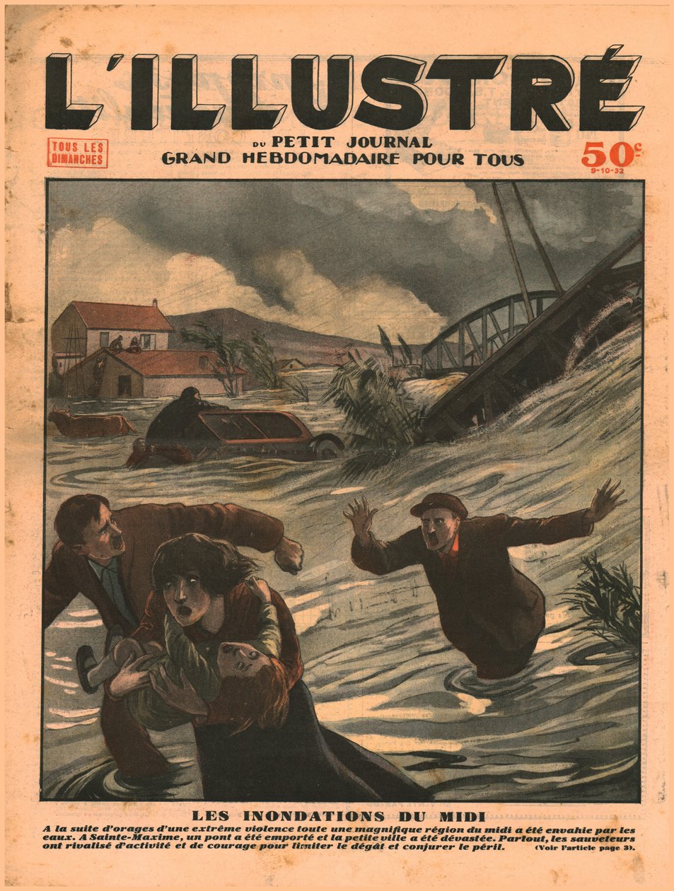 Overstroming in Zuid-Frankrijk, 1932 door Unbekannt
