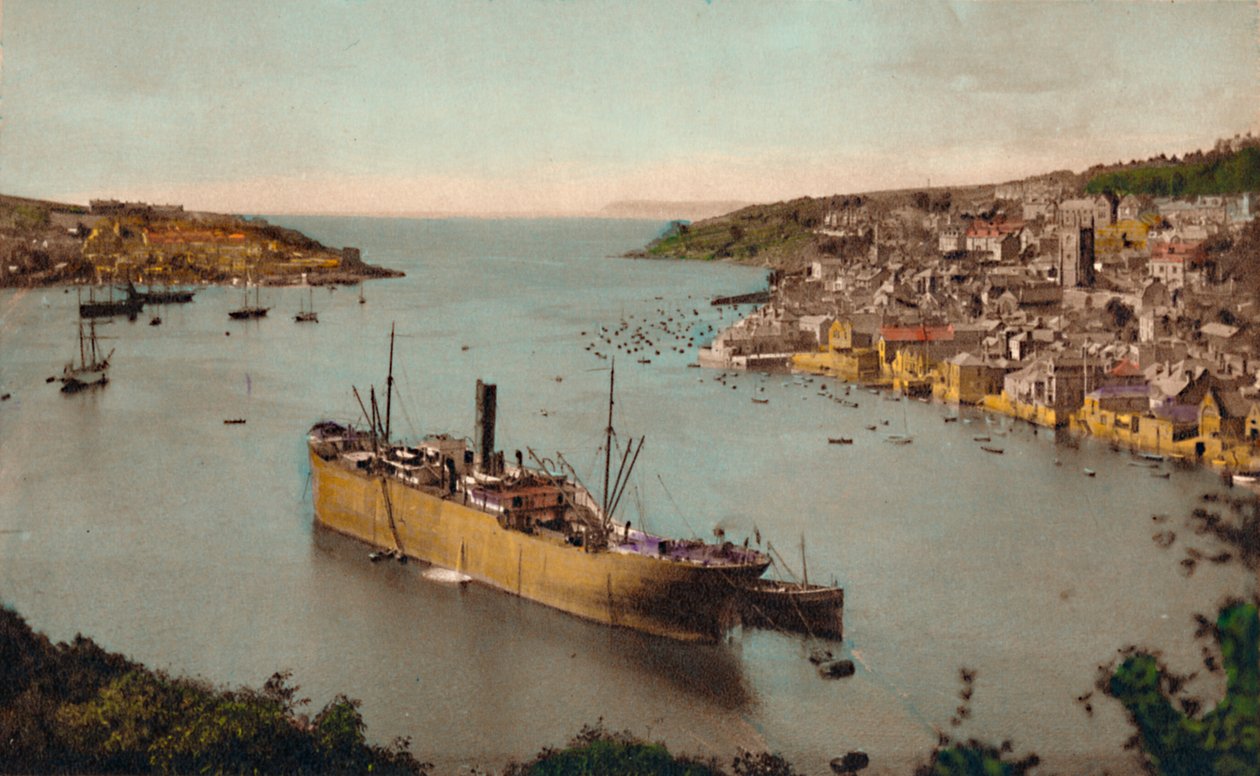 Fowey vanaf Hall Walk, c1930 door Unbekannt