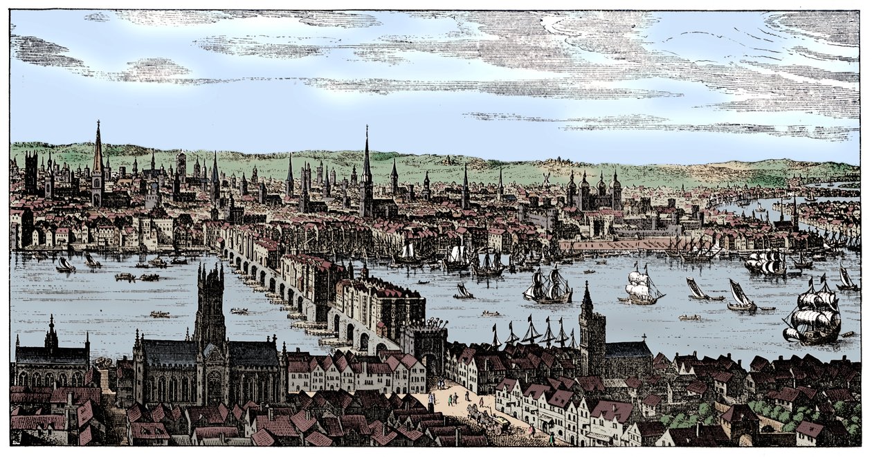 Algemeen uitzicht op Londen, 1666, 1909 door Unbekannt