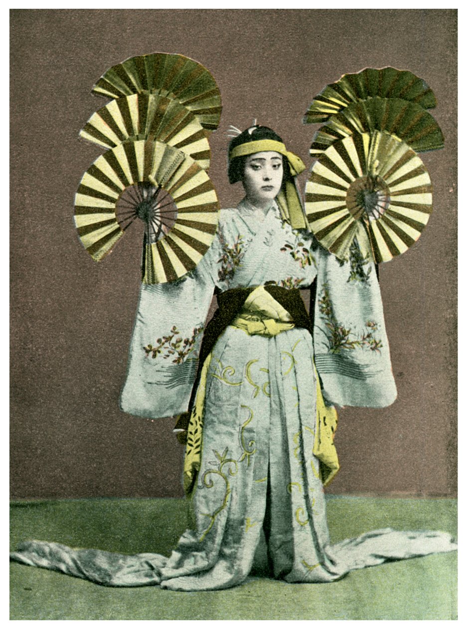 Meisje dat een waaiersdans uitvoert, Japan, 1904 door Unbekannt