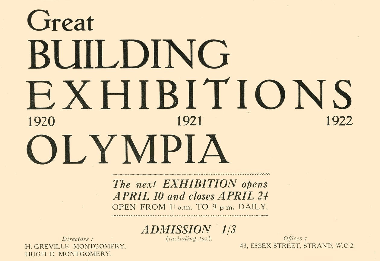 Grote Bouwtentoonstelling - Olympia, 1920 door Unbekannt