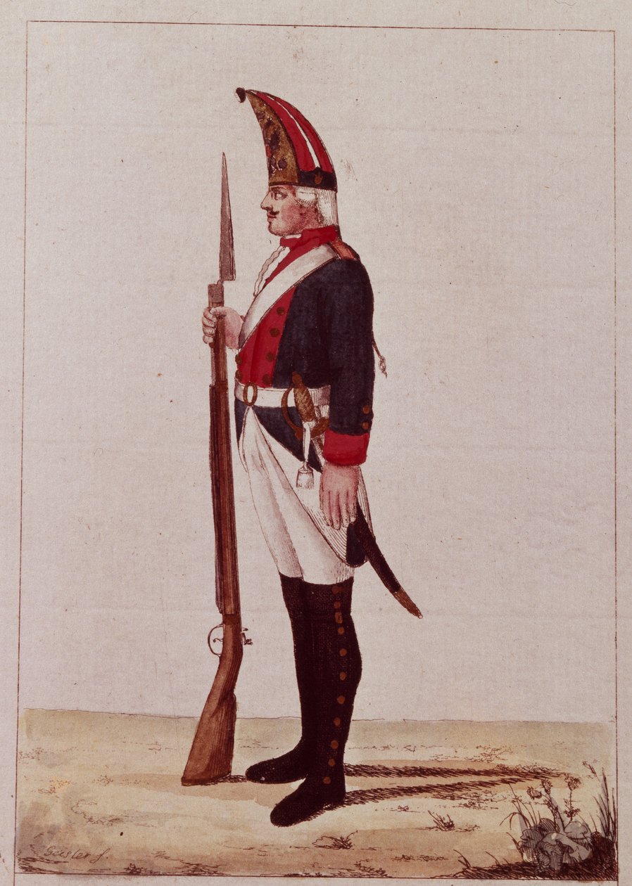 Grenadier van het Eerste Mariniersbataljon, 1786 door Unbekannt