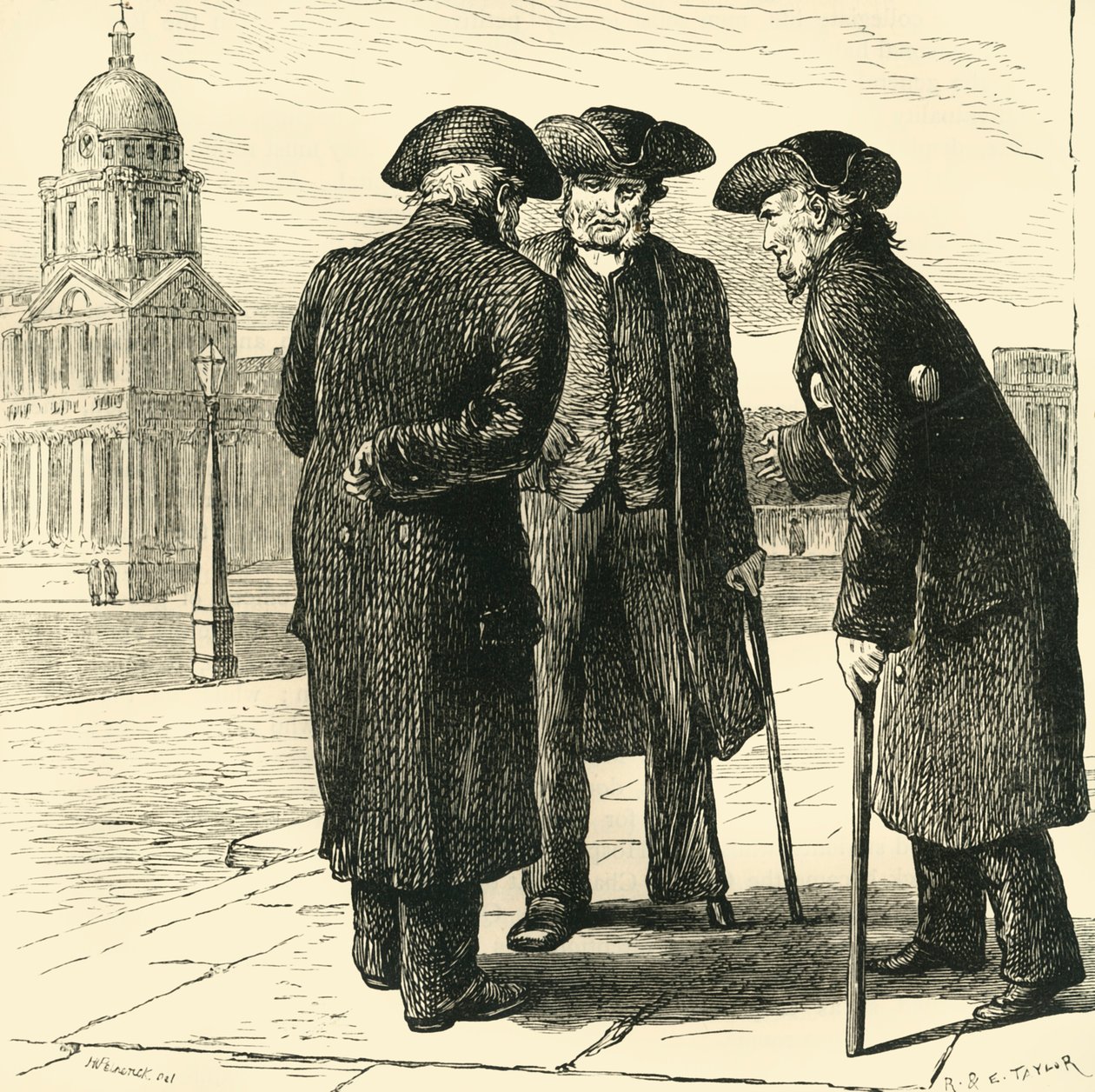 Groep van Greenwich Pensioentrekkers, ca. 1878 door Unbekannt