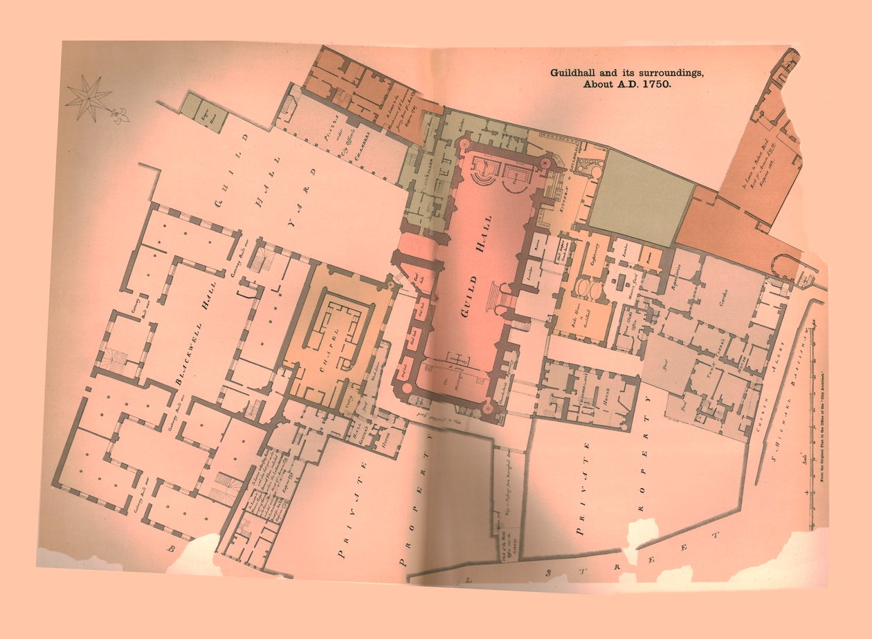 Gildehal Stadsplan van Londen, ca. 1750, 1886 door Unbekannt