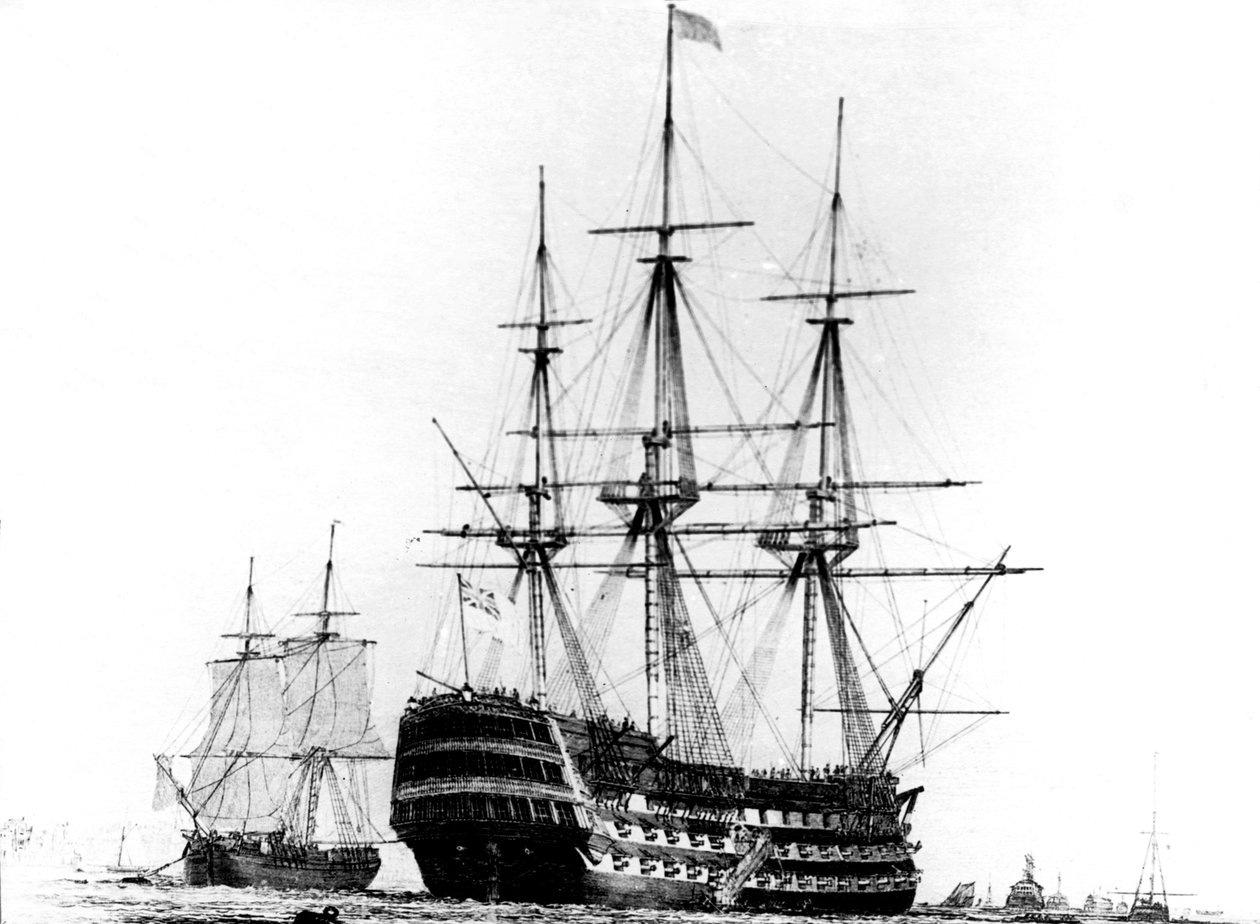 HMS Victory in Portsmouth, 19e eeuw door Unbekannt