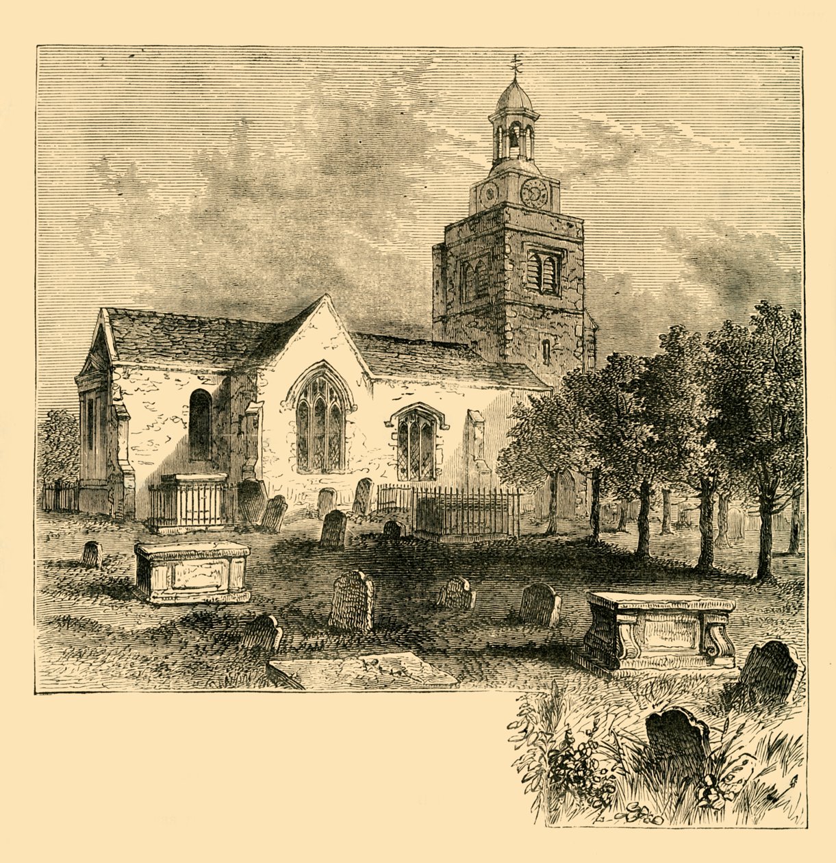 Hammersmith Parochiekerk, in 1820, ca. 1878 door Unbekannt