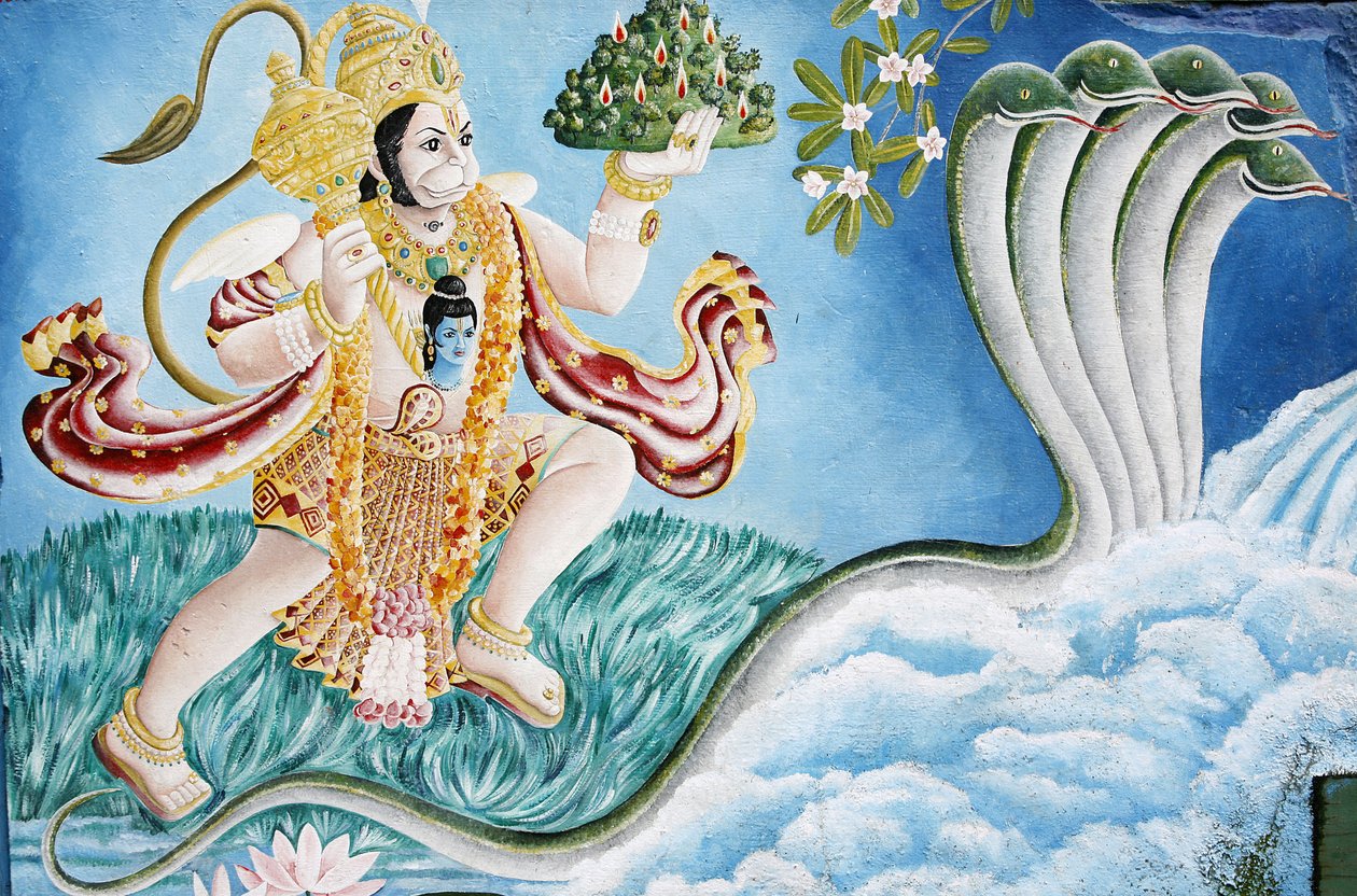 Hanuman apengod. Pashupatinah, Kathmandu, Nepal door Unbekannt