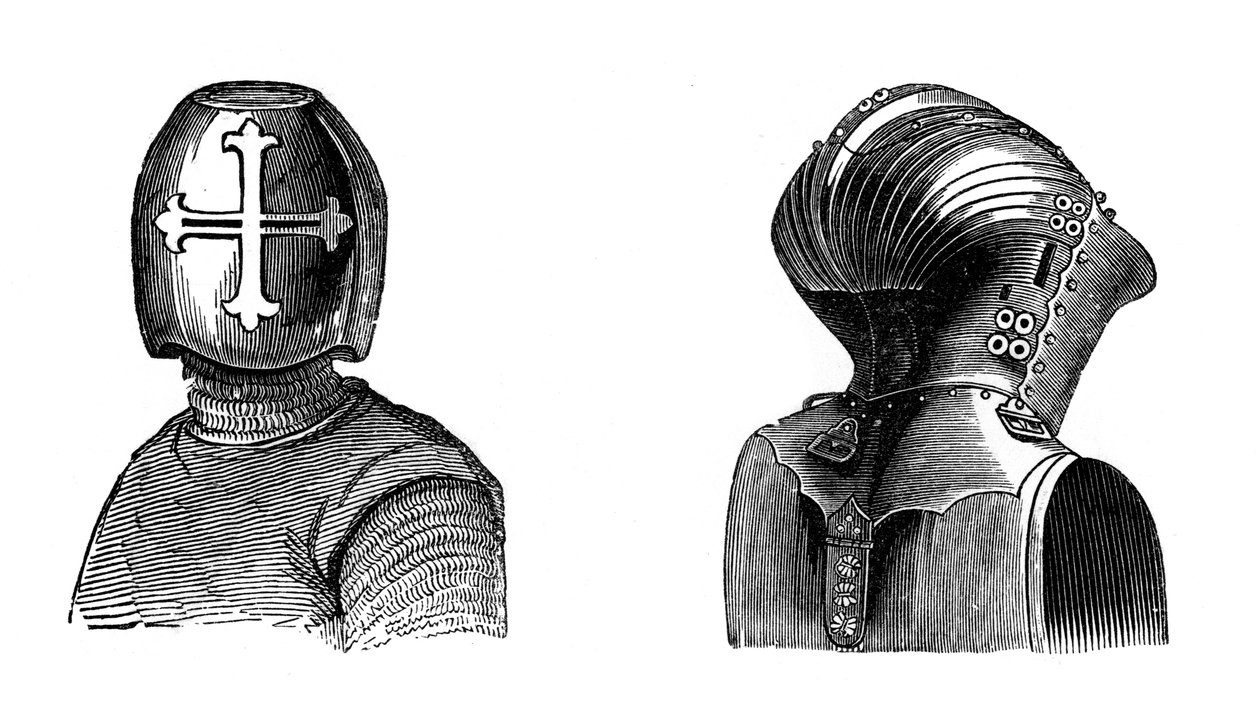 Helmen, 13e en 15e eeuw, 1870 door Unbekannt