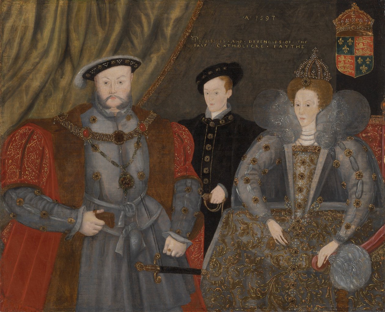 Hendrik VIII, Elizabeth I en Edward VI, 1597 door Unbekannt