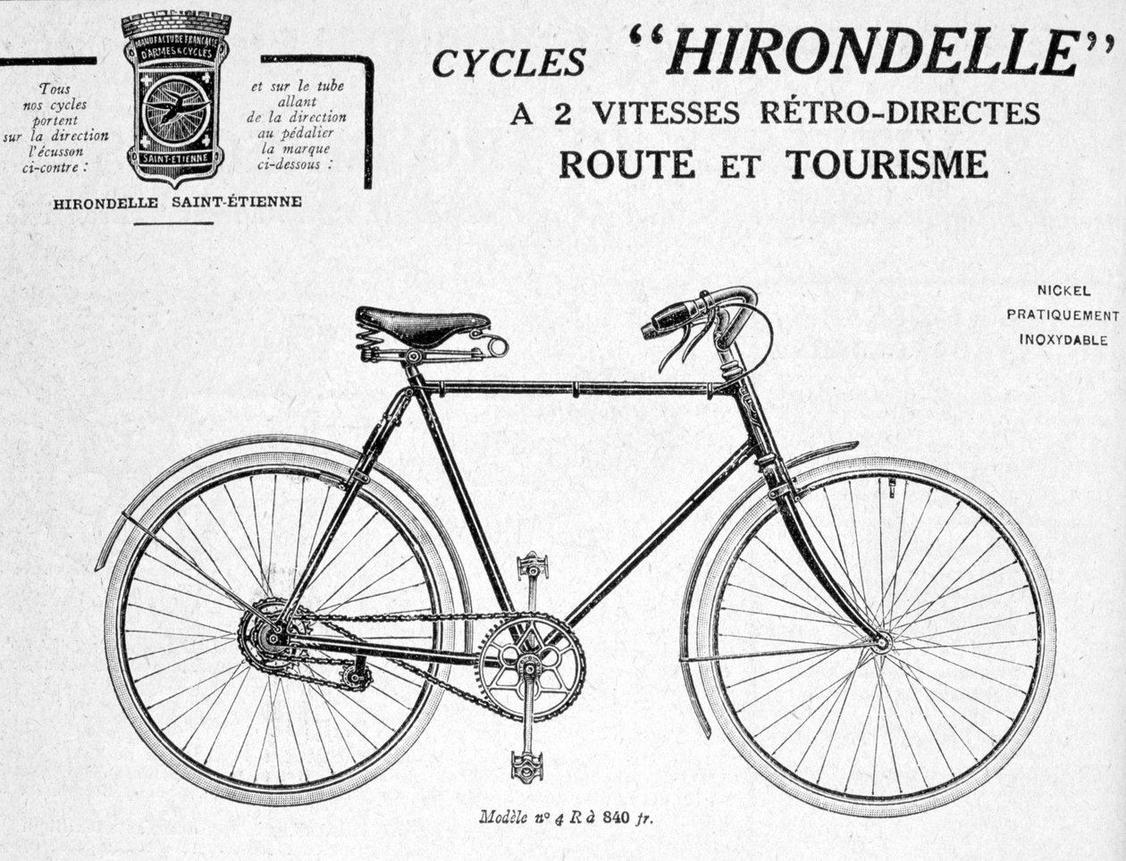 Hirondelle Saint Etienne, Fietstoerisme Advertentie, 20e eeuw door Unbekannt