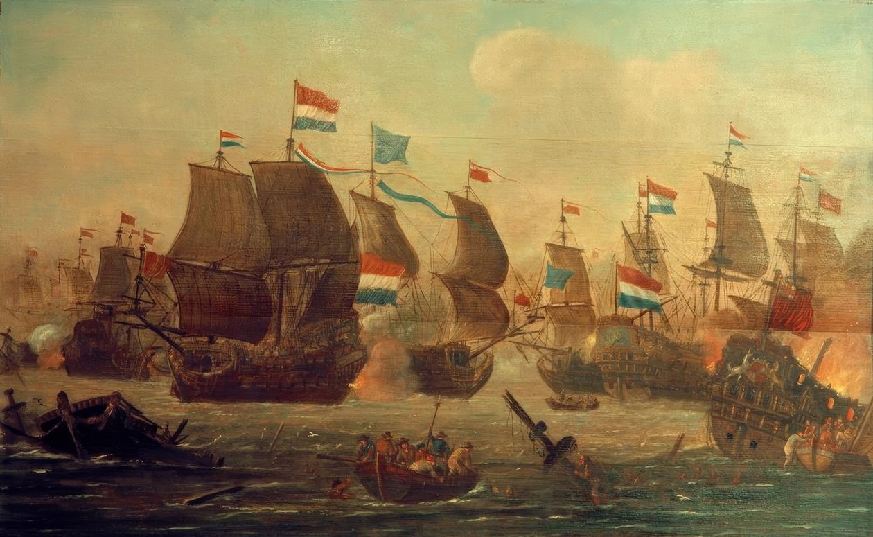 Nederlands-Engelse zeeslag door Unbekannt