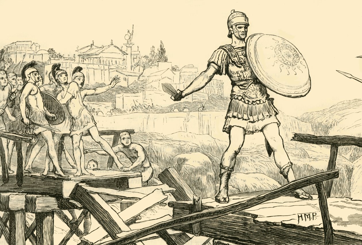 Horatius Cocles verdedigt de brug, 1890 door Unbekannt