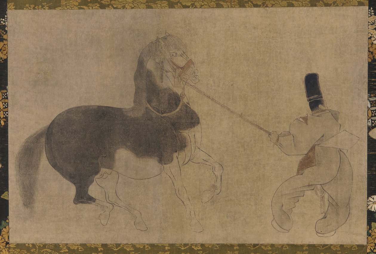 Paard en bediende, Momoyama-periode, 1568-1615 door Unbekannt