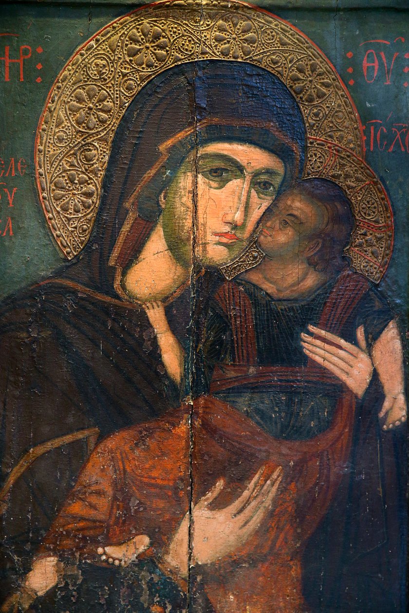 Icoon in Pedoulas Byzantijns museum: de Maagd Eleousa door Unbekannt