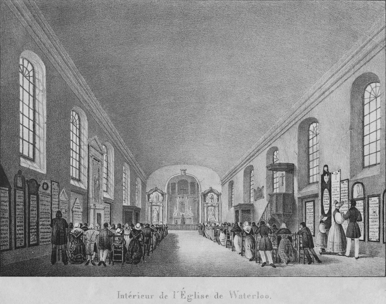 Interieur van de Kerk van Waterloo door Unbekannt
